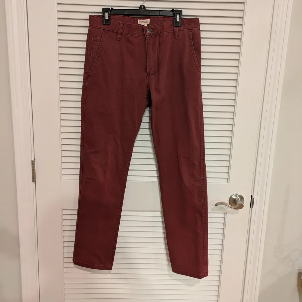 Docker Men's Burgundy Chinos Slim Tapered Size 32/30